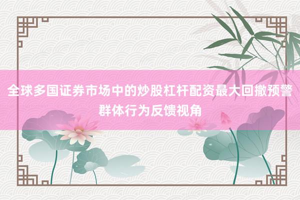 全球多国证券市场中的炒股杠杆配资最大回撤预警群体行为反馈视角