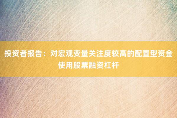 投资者报告：对宏观变量关注度较高的配置型资金使用股票融资杠杆