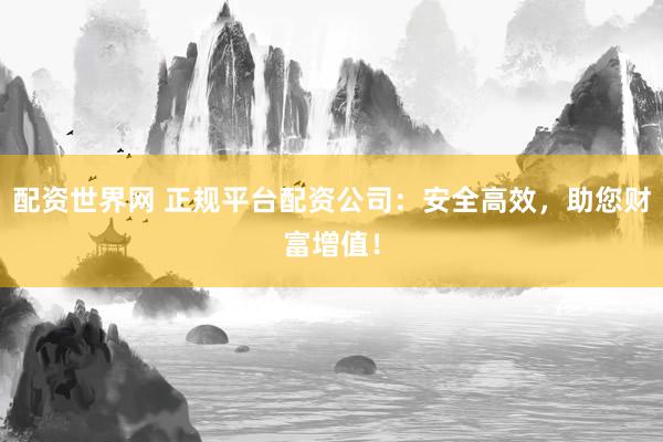 配资世界网 正规平台配资公司：安全高效，助您财富增值！