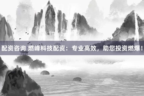 配资咨询 燃峰科技配资：专业高效，助您投资燃爆！