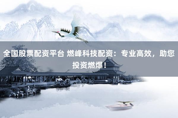 全国股票配资平台 燃峰科技配资：专业高效，助您投资燃爆！